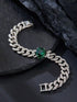 14K White Gold Plated Iced Cubic Zirconia Emerald Cuban Link Men Women Bracelet